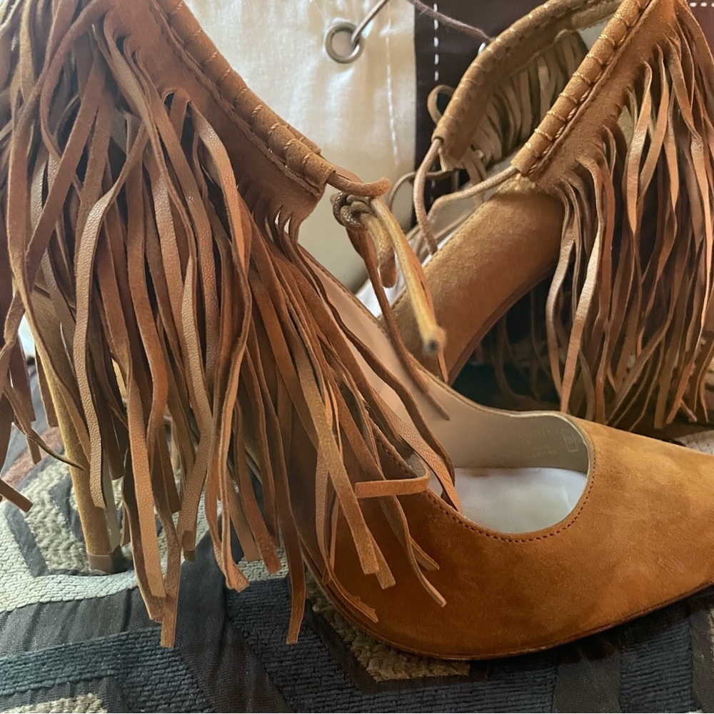 ZARA Basics Selection Camel Fringed High Heels